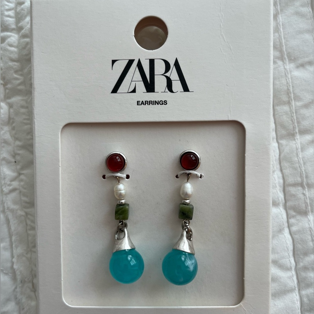 Zara Red and Blue Drop Earrings